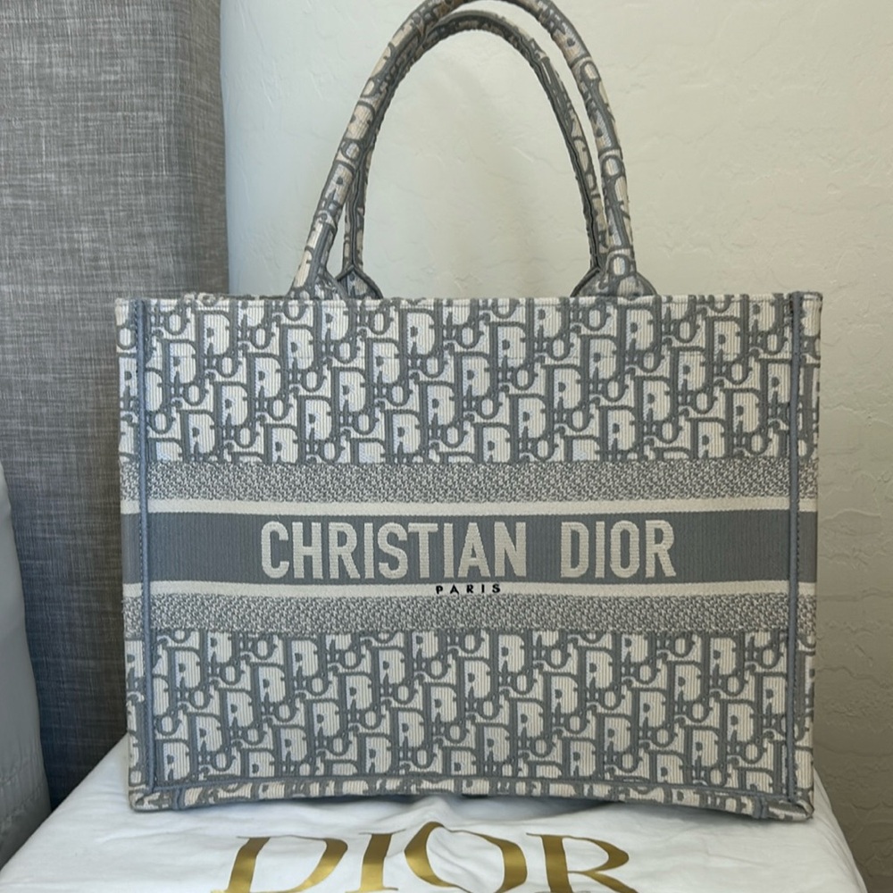 Dior light blue medium tote